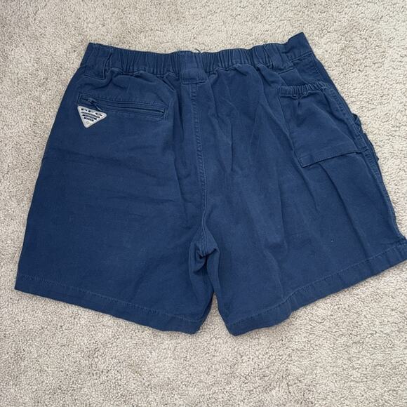Columbia PFG Blue Flat Front Cotton Cargo Fishing Shorts Men's Medium - Picture 10 of 10